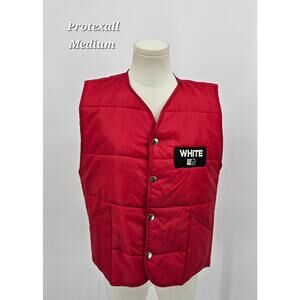 Vintage Protexall Quilted Work Vest – Red – White Motor Patch – Size M